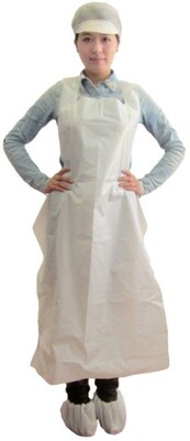 Keystone AP-PE-2442REGWT-1BG White 1-Mil Polyethylene Bib Apron, Regular, 100/Pack