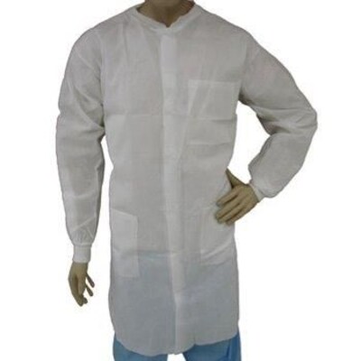 Keystone Knit Collar 2XL White Disposable Lab Coat, 30/Box (LC3-WK-NW-2XL)