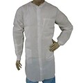 Keystone LC3-WK-NW-MD Knit Collar White Disposable Lab Coat, Medium, 30/Box