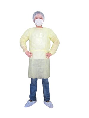 Keystone Unisex Polypropylene Isolation Gown, Yellow, One Size Fits All, 50/Box (ISO-NW-YELLOW)