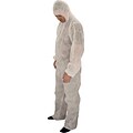 Keystone CVL-NW-HE-SM White Polypropylene Disposable Coverall, Small, 25/Box