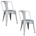 Buffalo Tools AmeriHome Metal 2 Piece Dining Chair Set, Silver