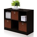 Furinno® Laminate -Solid Wood Bookcase Storage with Bins Espresso & Brown