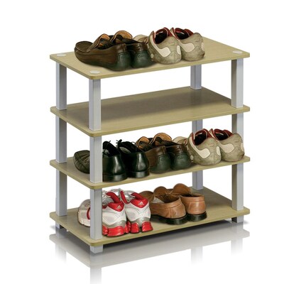 Furinno® 22.2 x 23.6 Rubber trees and PVC Tubes Shoe Rack; Steam Beech & White