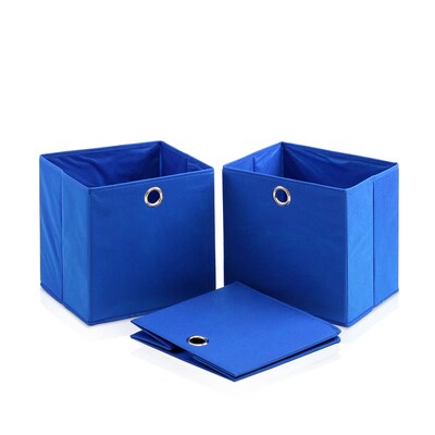 Furinno® 10.6 x 10.6 Non-Woven Polypropylene & Paperboard Round Ring Handle, Blue, 3/Pk (NW13116)