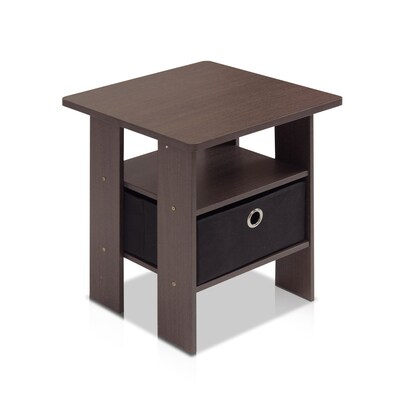 Furinno® 17.5 x 15.5 Rubber Trees & Polyvinyl Chloride End Table; Dark Brown & Black
