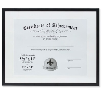 Lawrence Frames 240011 Black Aluminum 14.25 x 11.25 Document Frame