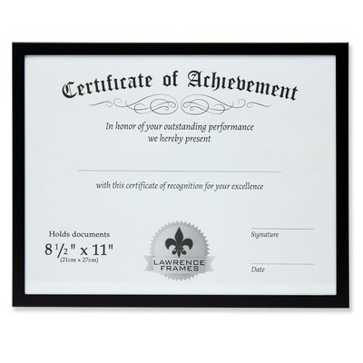 Lawrence Frames 8.5 x 11 Aluminum Document Frame, Black (240081)