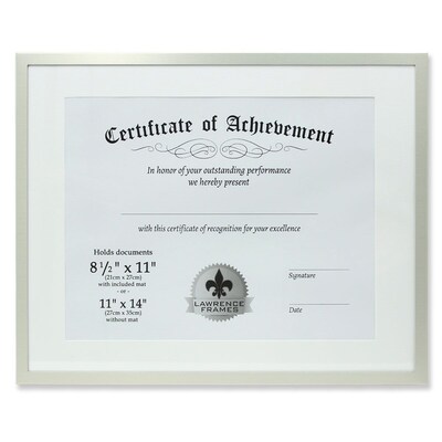 Lawrence Frames 240111 Silver Aluminum 14.25" x 11.25" Document Frame