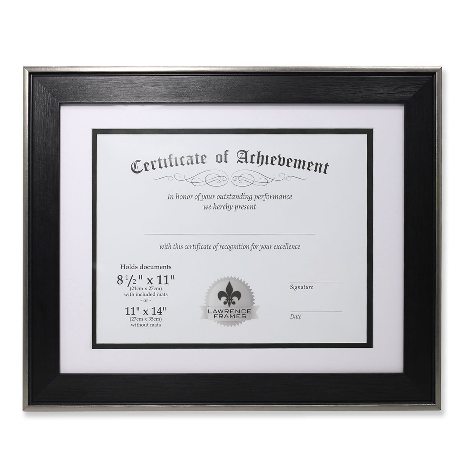 Lawrence Document Picture Frame, 8.5 x 11, Polystyrene, Black (530311)