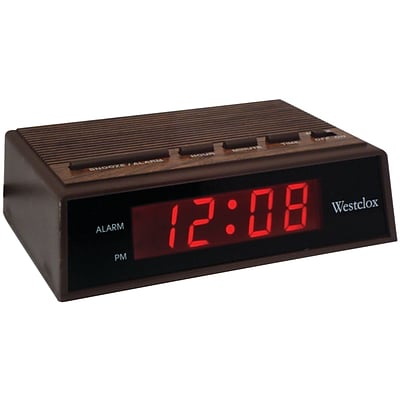 alarm clock westclox digital instructions retro led grain wood