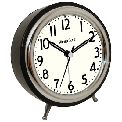 Westclox® 75032 Classic Retro Alarm Clock With Chrome Bezel, Black
