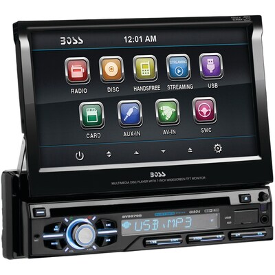 Boss® BV9979B 7 In-Dash Single-Din Motorized Detachable Touchscreen Bluetooth DVD Player