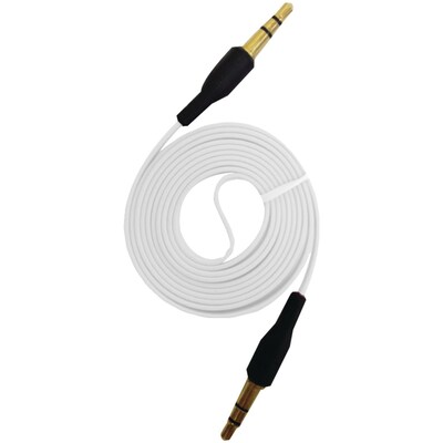 iessentials 3.3' Flat Male to Male Auxiliary Cable, White