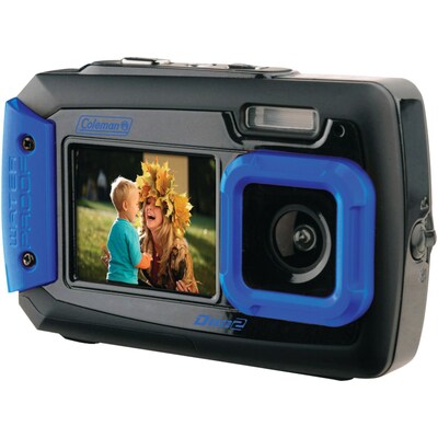 Coleman® Duo2 2V9WP Dual-Screen Waterproof Digital Camera, 20 MP, Blue