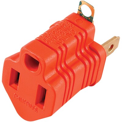 GE Polarized Grounding Adapter Plug, Orange