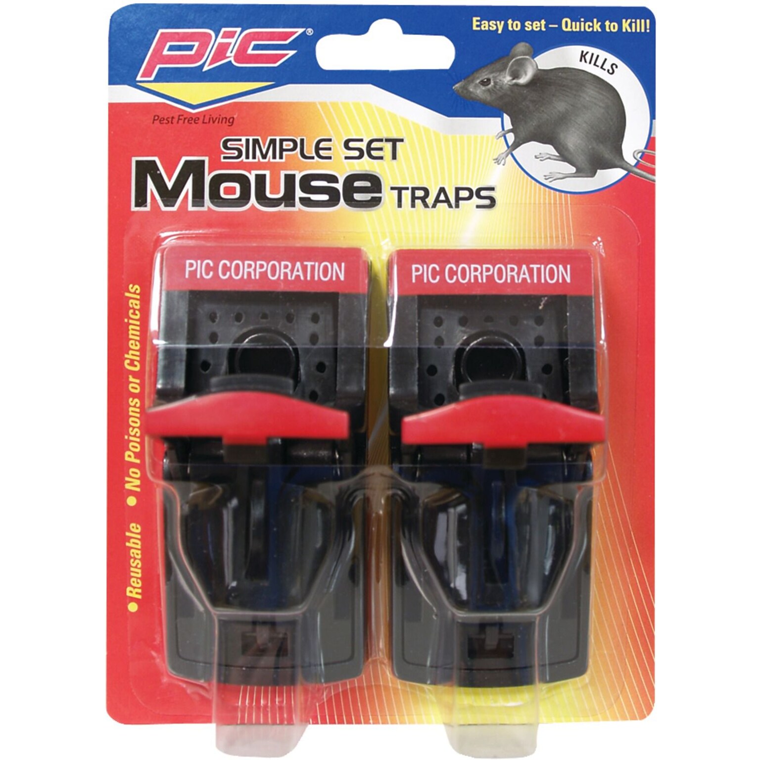PIC Simple Plastic Mouse Trap; 2/Pack (PCOPMT2)