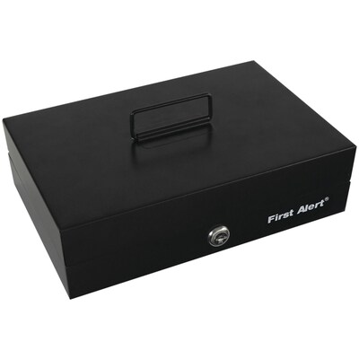 First Alert Steel Cash Box With Money Tray, Black