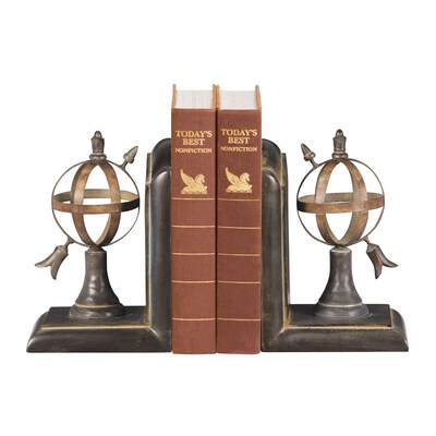 Sterling Industries 58287-44969 Set of 2 Arrow and Sphere Decorative Bookends; Black/Bronze