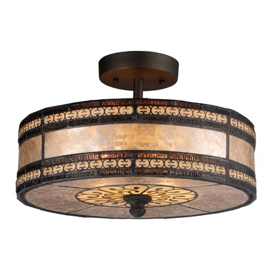 Elk Lighting Mica Filigree 58270065-29 9" 2 Light Semi Flush Mount, Tiffany Bronze