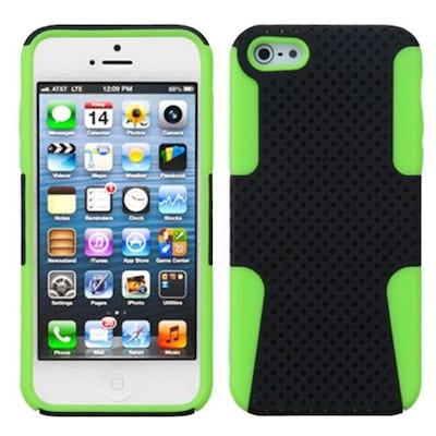 Insten® Astronoot Phone Protector Cover F/iPhone 5/5S; Black/Electric Green