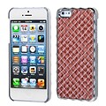 Insten® Alloy Executive Back Protector Cover F/iPhone 5/5S; Vermilion Silver Plating Plaid/Silver