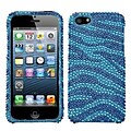 Insten® Diamante Protector Cover F/iPhone 5/5S; Baby Blue/Dark Blue Zebra Skin