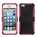 Insten® Rubberized Protector Cover W/Advanced Armor Stand F/iPhone 5/5S; Black/Hot-Pink
