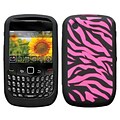 Insten® Skin Case For BlackBerry 8520/8530; Hot-Pink/Black Laser Zebra