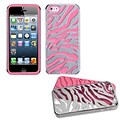 Insten® Fusion Protector Cover F/iPhone 5/5S; Silver Plating Zebra Skin/Electric Pink