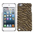 Insten® Diamante Phone Back Protector Cover For iPod Touch 5th Gen; Tiger Skin (Camel/Brown)