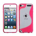 Insten® Transparent S-Shape Gummy Cover For iPod Touch 5th Gen, Clear/Hot-Pink