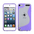 Insten® Transparent S-Shape Gummy Cover For iPod Touch 5th Gen; Clear/Purple