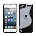Insten® Transparent S-Shape Gummy Cover For iPod Touch 5th Gen; Clear/Solid Black