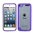 Insten® Transparent Gummy Cover For iPod Touch 5th Gen; Clear/Solid Purple