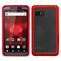Insten® Gummy Cover For Motorola XT875 Droid Bionic; Transparent Clear/Solid Red