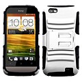 Insten® Protector Stand Snap-In Case For HTC-One V T320e; White/Black