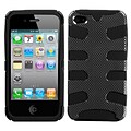 Insten® Fishbone Phone Protector Cover F/iPhone 4/4S; Carbon Fiber/Black