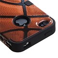 Insten® TUFF Hybrid Phone Protector Cover F/iPhone 4/4S; Basketball-Sports Collection/Black