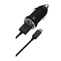Insten® 110, 220 VAC 800-1000mA 2-in-1 Micro-USB Car Charger With USB Port, Black