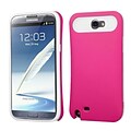Insten® Rubberized Back Protector Cover With Card Wallet For Samsung Galaxy Note II; Hot-Pink/White