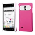 Insten® Back Protector Cover For LG P769; Hot-Pink/White