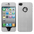 Insten® Brushed Metal Decal Shield Phone Protector Cover For iPhone 4/4S, Silver