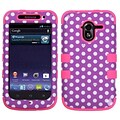 Insten® TUFF Hybrid Protector Cover For ZTE-N9120 Avid 4G; Purple/White/Electric Pink Dots