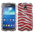 Insten® Diamante Protector Case For Samsung i537 (Galaxy S4 Active); Zebra (Silver/Red)