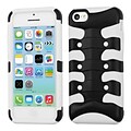 Insten® Ribcage Hybrid Rubberized Protector Case F/iPhone 5C, Black/Solid White