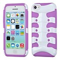 Insten® Ribcage Hybrid Protector Case F/iPhone 5C, Solid Ivory White/Electric Purple