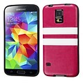 Insten® Candy Skin Cover With Leather Backing For Samsung Galaxy S5, Hot-Pink/White