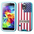 Insten® VERGE Protector Cover W/Stand F/Samsung Galaxy S5; United States National Flag/Tropical Teal