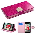 Insten® MyJacket Wallet For LG MS323/VS450PP; Hot-Pink Glittering
